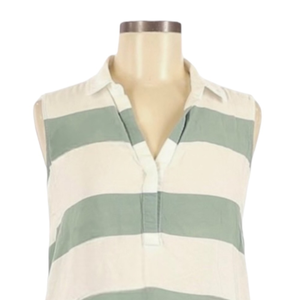 πΊ Beach Lunch Lounge Soft Chambray Sleeveless Stripe Mini Dress Size S - Picture 3 of 8